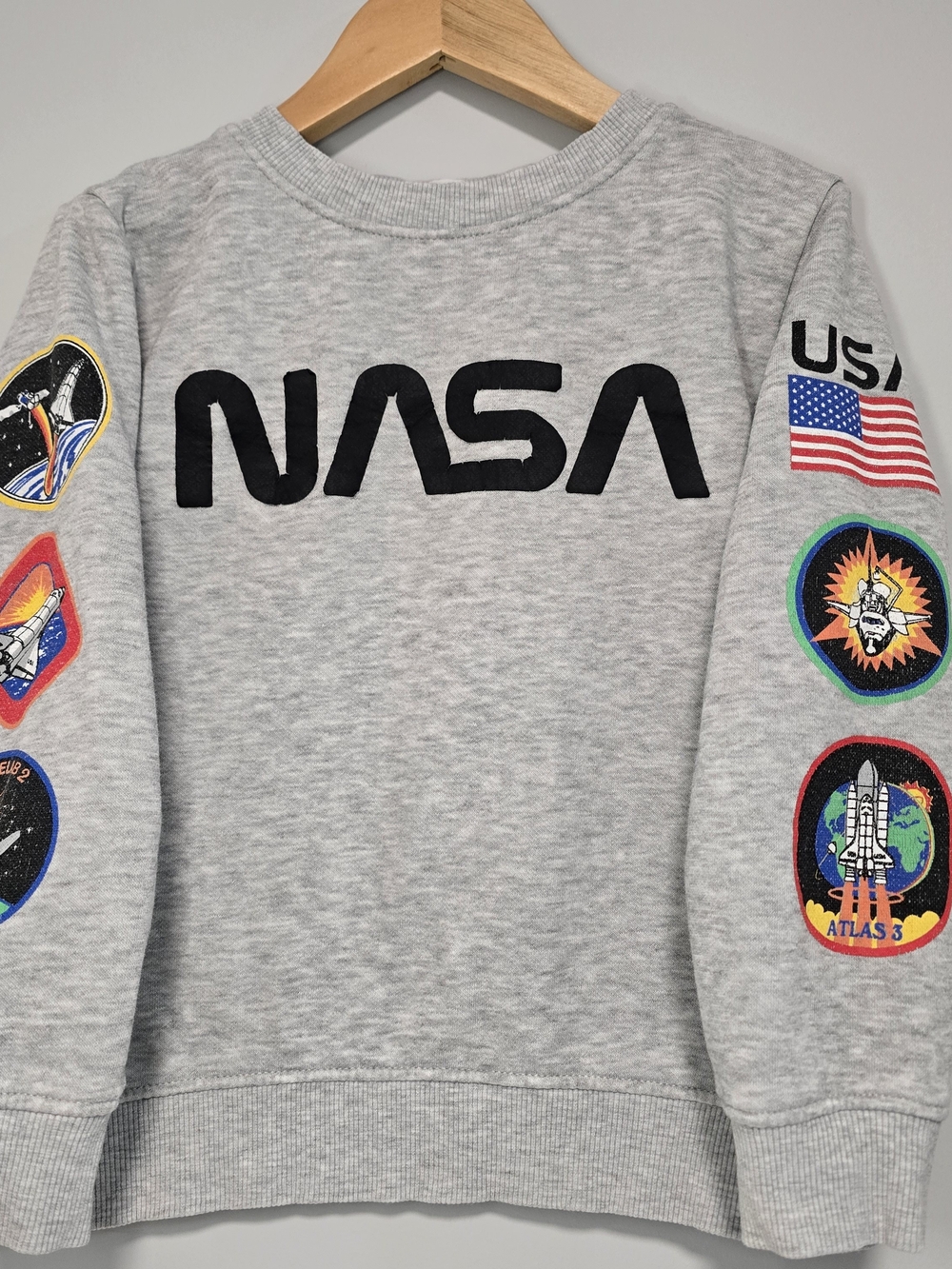NASA Grey Patch-Sleeve Kids Sweatshirt Vintage Inspired 5T - Picture 10 of 14